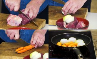Нарезаем овощи для бульона